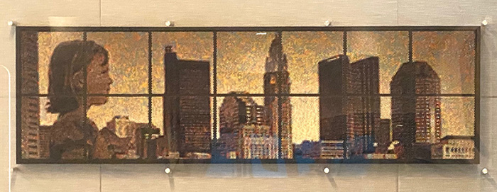 artwork installation in Columbus hotel