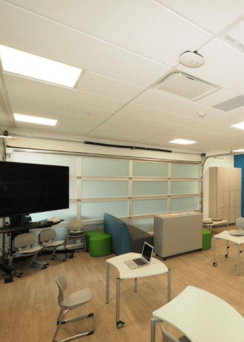 School furniture installed in elementary classroom