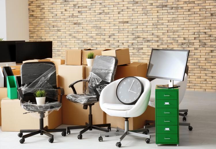 Boxes packed ready to move to new office