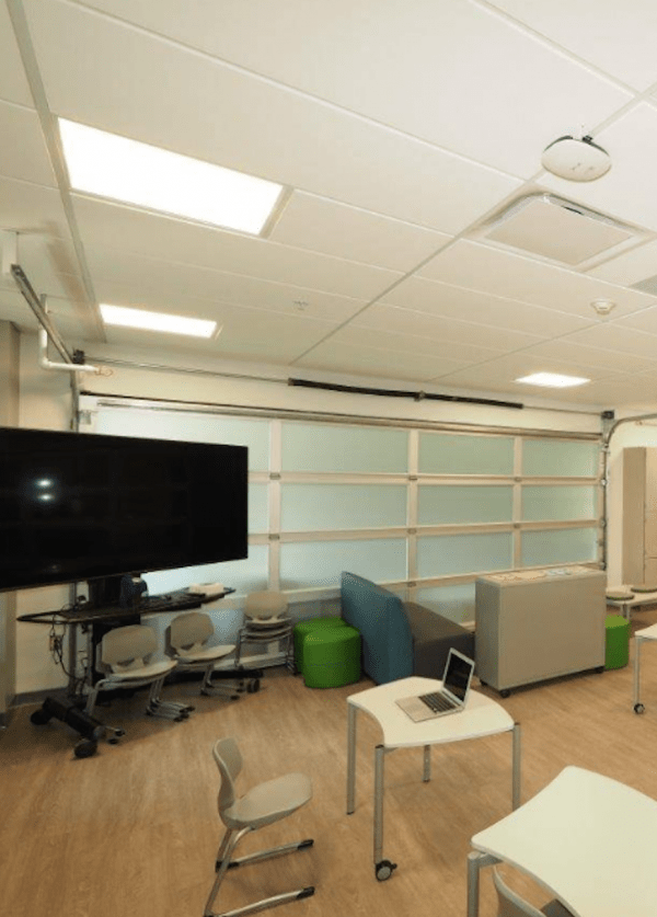 School furniture installed in elementary classroom